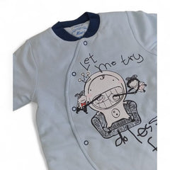 Little Explorer Long-Sleeve Baby Romper with Robot Graphic