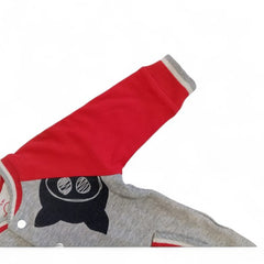 Cozy Grey & Red Varsity-Style Romper