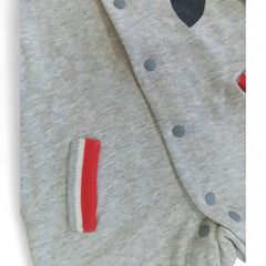 Cozy Grey & Red Varsity-Style Romper