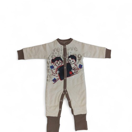 Cozy Cartoon Print Long-Sleeve Baby Romper