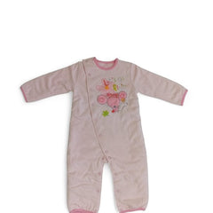 Cozy Long-Sleeve Baby Jumpsuit with Pink Mouse Character