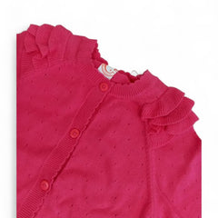 Adorable Ruffled Pink Cardigan for Baby Girls