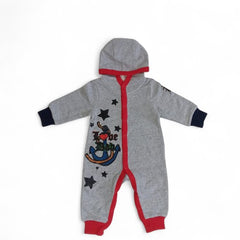 Cozy Hooded Baby Romper with Rocking Horse Design