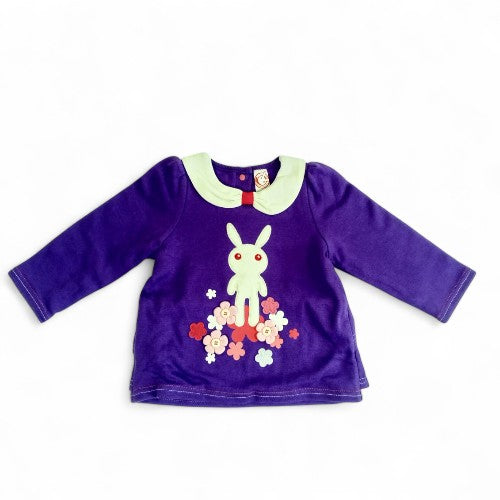 Purple Bunny & Flowers Long-Sleeve Shirt