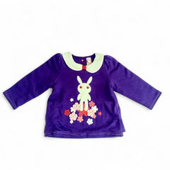 Purple Bunny & Flowers Long-Sleeve Shirt