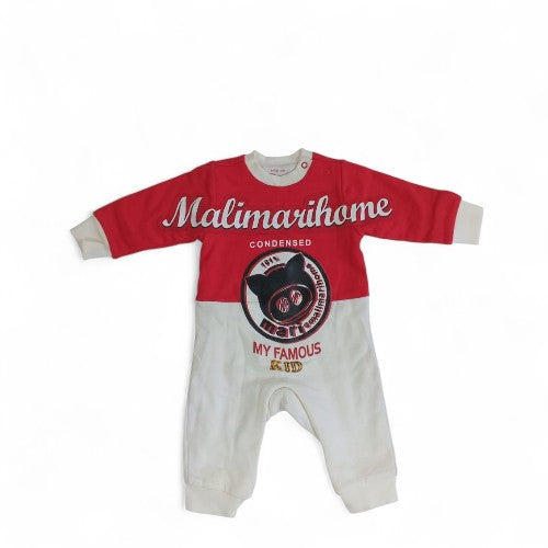 Two-Tone Baby Jumpsuit with Character Logo