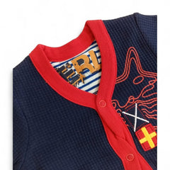 Kids' Navy & Red Cardigan with Shark Appliqué