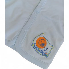 Light Blue V-Neck Baby Cardigan with Elephant Graphic