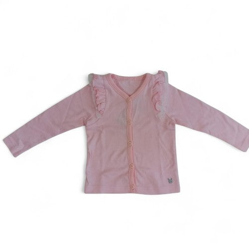 Adorable Ruffled Pink Cardigan for Baby Girls