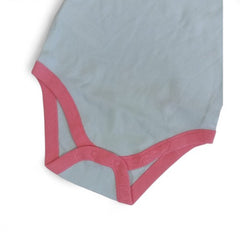 Soft Blue Baby Bodysuit with Pink Trim