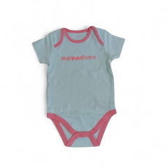 Soft Blue Baby Bodysuit with Pink Trim