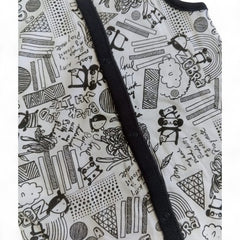 Sleeveless Black Full-Zip Baby Onesie with Cloud & Star Print