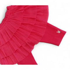 Fuchsia Ruffle Tutu Skirted Leggings with Bunny Detail