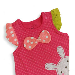 Polka Dot Bunny Dress with Ruffle Sleeves & Bow for Baby Girls