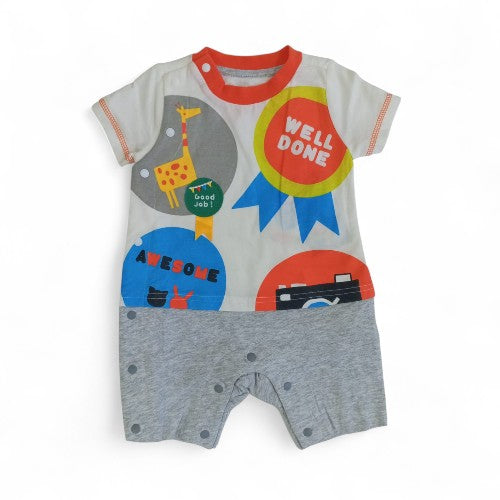 Playful Graphic Patchwork Baby Romper