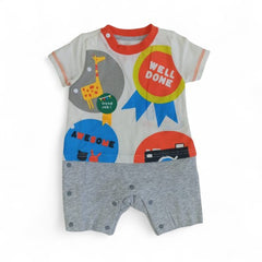 Playful Graphic Patchwork Baby Romper