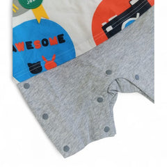 Playful Graphic Patchwork Baby Romper