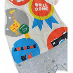 Playful Graphic Patchwork Baby Romper