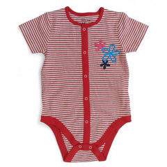 Red Striped Short-Sleeve Baby Bodysuit