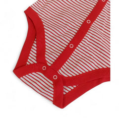 Red Striped Short-Sleeve Baby Bodysuit