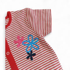 Red Striped Short-Sleeve Baby Bodysuit