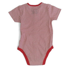Red Striped Short-Sleeve Baby Bodysuit