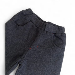 Kids' Gray Jogger Pants with Cartoon Bear Back Pocket