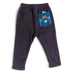 Kids' Gray Jogger Pants with Cartoon Bear Back Pocket