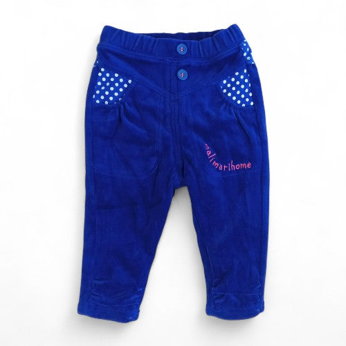 Cozy & Stylish Blue Baby Pants with Polka Dot Pockets