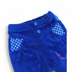 Cozy & Stylish Blue Baby Pants with Polka Dot Pockets