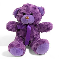 Cuddly Purple Plush Teddy Bear with Satin Bow