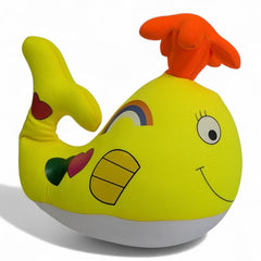 Cheerful Whale Plush Toy with Rainbow and Hearts