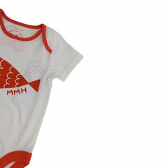 Adorable Red Fish Baby Romper with "MMH" Graphic