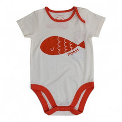 Adorable Red Fish Baby Romper with "MMH" Graphic