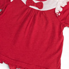 Adorable Red & White Ruffle Top with Bow for Baby Girls