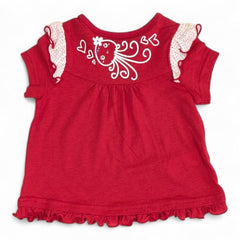 Adorable Red & White Ruffle Top with Bow for Baby Girls