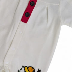 Adorable Duck Graphic Baby Romper with Red & Blue Accents