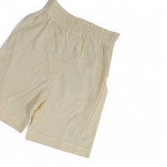 Cream/Beige Cotton Baby Shorts with Rabbit Logo