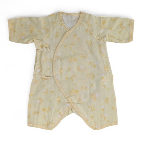 Yellow Cotton Kimono-Style Romper