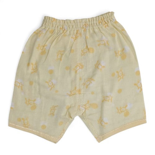 Yellow/Cream Cotton Baby Shorts with Print