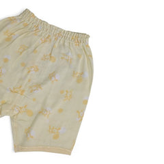 Yellow/Cream Cotton Baby Shorts with Print