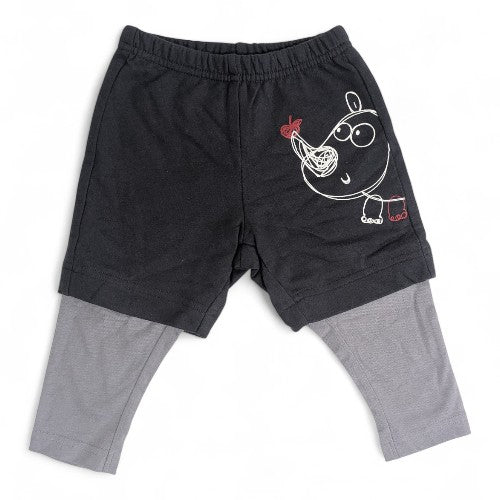 Grey Leggings with Black Character Shorts Set