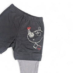 Grey Leggings with Black Character Shorts Set