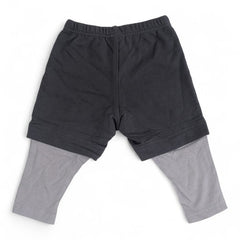 Grey Leggings with Black Character Shorts Set
