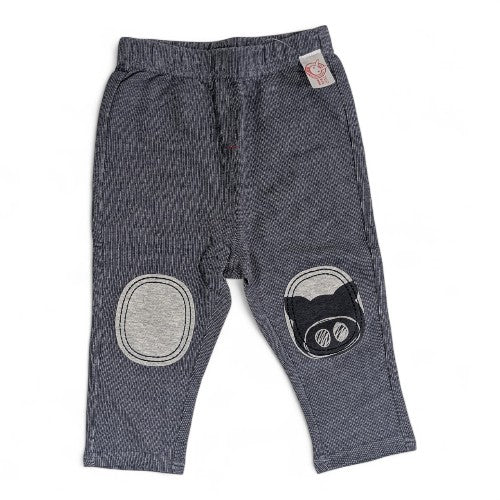 Grey Pinstripe Baby Harem Pants with Pig & Patch Knee Details