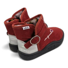 Red Suede-Style Baby Boots with Buckle
