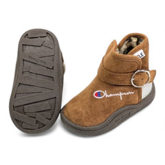 Brown Champion Cozy Critter Microsuede Buckle Booties