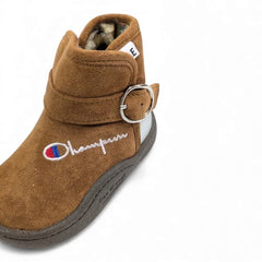 Brown Champion Cozy Critter Microsuede Buckle Booties