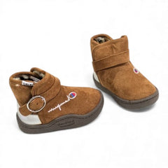 Brown Champion Cozy Critter Microsuede Buckle Booties