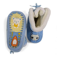 Cozy Light Blue "Maleng" Bear Infant Booties